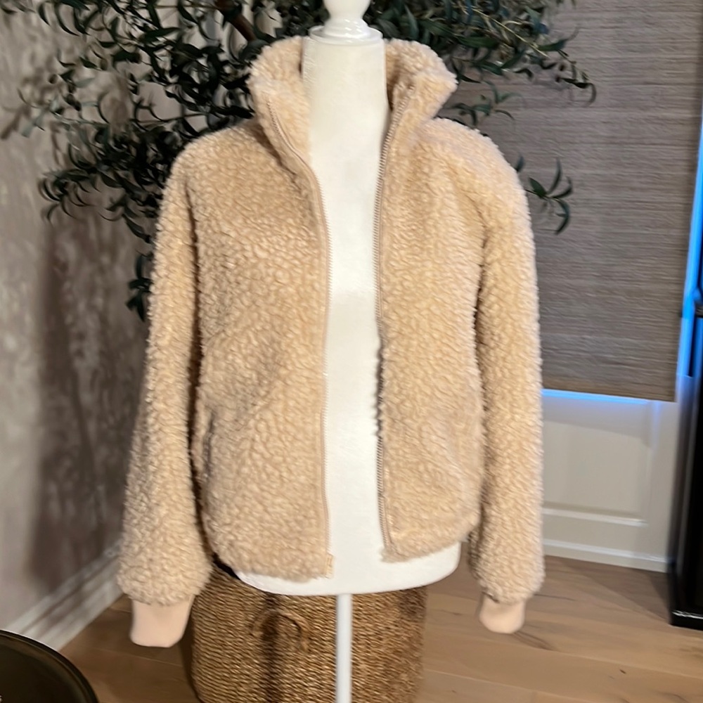 Abercrombie Sherpa Full-Zip Jacket - Small - Cream